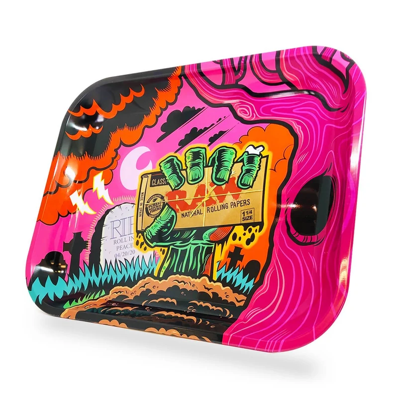 Vassoio per rollare in metallo RAW Zombie grande