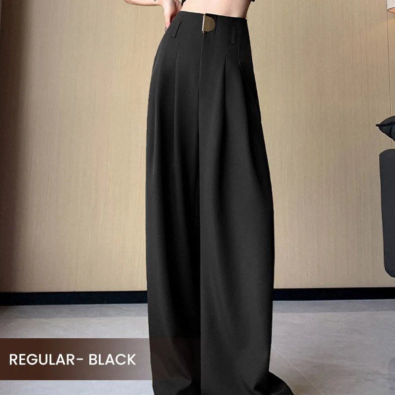 Damen Hose | Weite Passform mit hoher Taille | Elegante Business & Freizeit Stoffhose mit Taschen