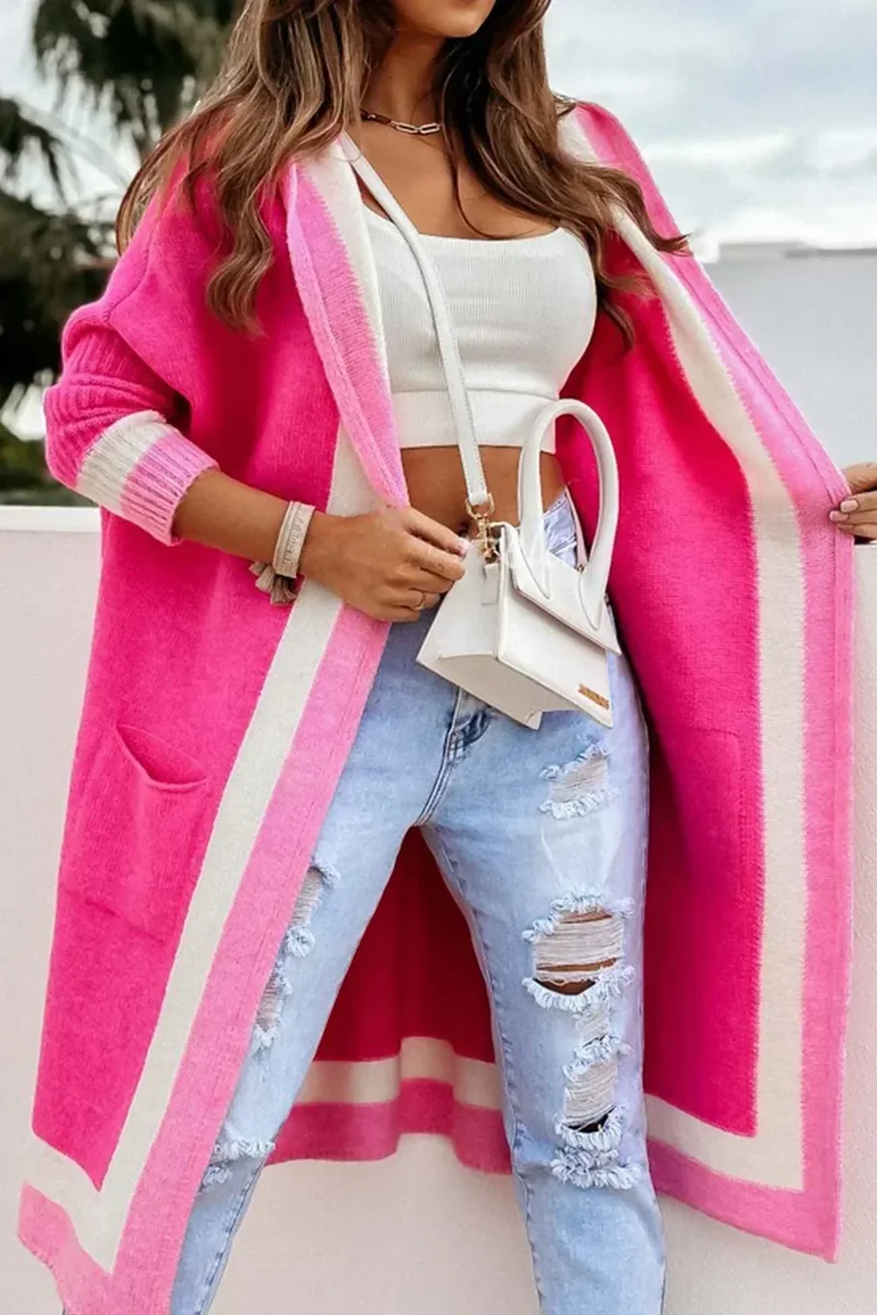 Caroline | Lange Strickjacke mit Kapuze