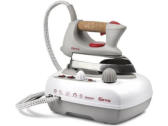 Girmi ST03 Ferro Da Stiro A Vapore Con Caldaia Professionale, 2000W, Serbatoio 700ml, Pressione 2,5-3 Bar, Piastra in Alluminio, Impugnatura in Sughero, Termostato Regolabile