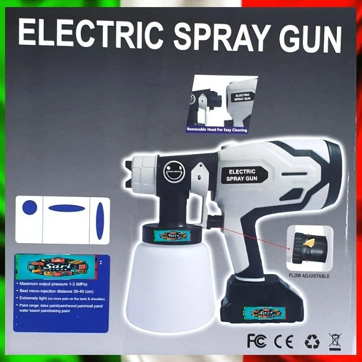 Verniciatore a Pistola Spruzzo Vernice Disinfettanti 2 batteria Serbatoio 180W
