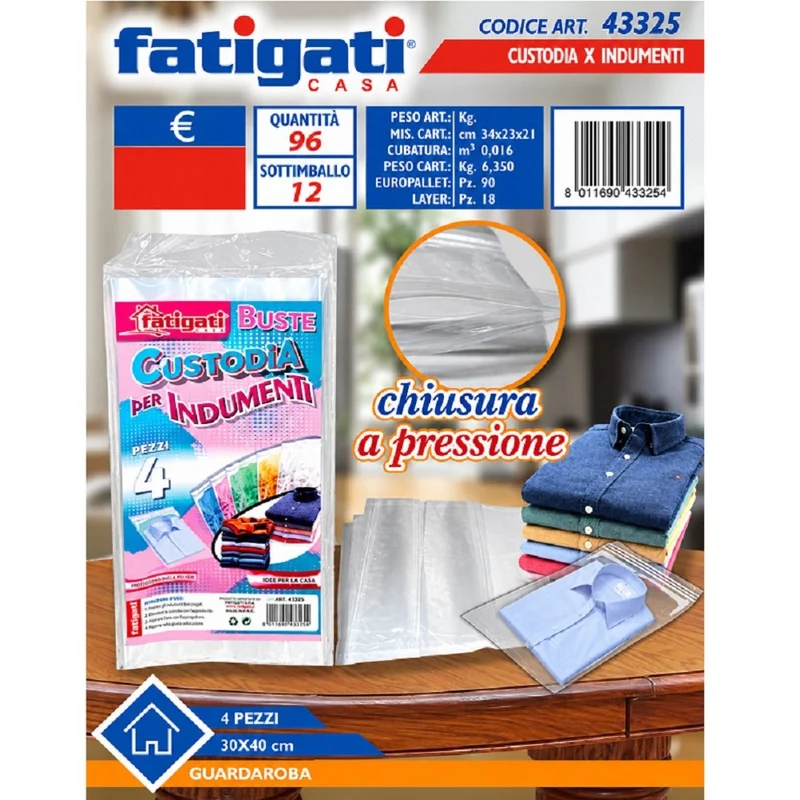Custodia Indumenti 30x40 Cm 4pz