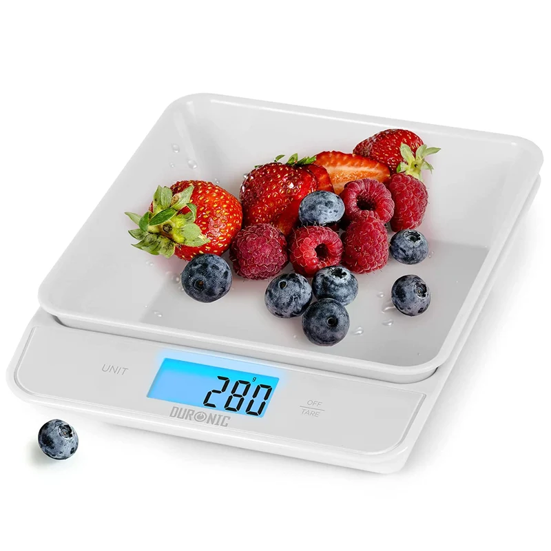 Duronic KS100 WH Küchenwaage | 5 kg Digitalwaage mit 1,2 L abnehmbarer Schüssel | 1 g grammgenau Präzision-Feinwaage | Haushaltswaage mit Tara-Funktion | Digitale Waage mit Hold-Funktion | Zum Kochen