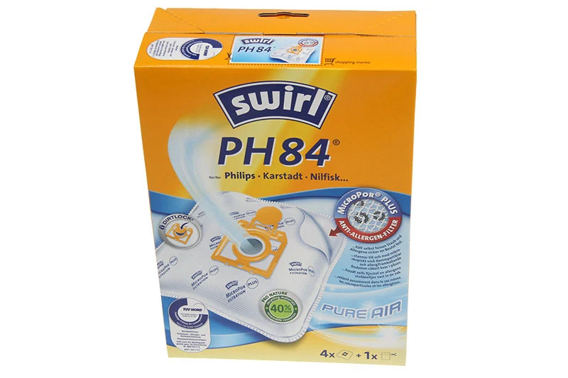 SWIRL PH84 4 SACCHETTI MICROPOR + 1 FILTRO PER ASPIRAPOLVERE PHILIPS VARI MODELLI