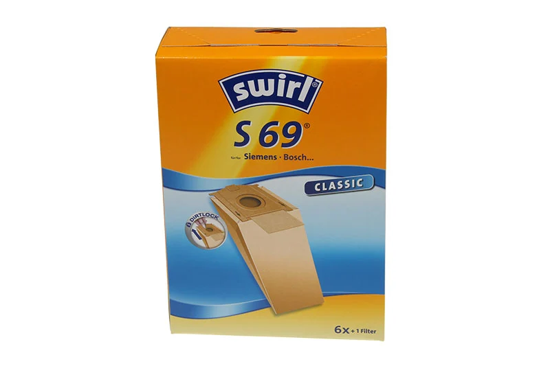 SWIRL S69 CONFEZIONE 6 SACCHETTI + 1 FILTRO PER ASPIRAPOLVERE SIEMENS BOSCH