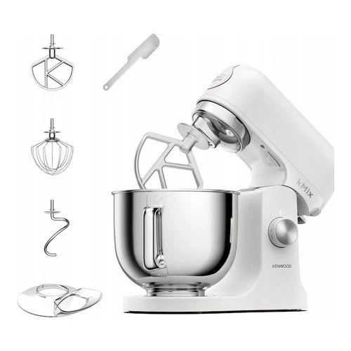 Kenwood kmix - impastatrice planetaria, paraschizzi, 3 ganci e fruste, 1000 w, ciotola 5l , bianco (kmx751awh) - 0W20011523