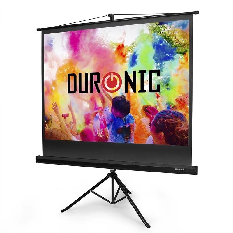 Duronic TPS50 Leinwand, 50" Stativleinwand, Stativ Beamerleinwand mit 102 x 76 cm Fläche im 4:3 Format, Heimkino mit 4K Full HD 3D, Projektorleinwand für Schule und Büro, Präsentationsleinwand