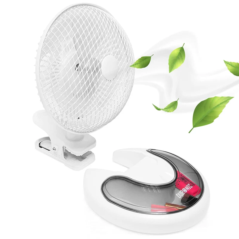 Duronic FN15 Tischventilator | Mini Ventilator 20 cm | Mobiler Lüfter mit Clip und Aufbewahrungsbox als Standfuß | Klein und leise bei 15 Watt | 2 Geschwindigkeitsstufen | 360° | Büro und Schlafzimmer