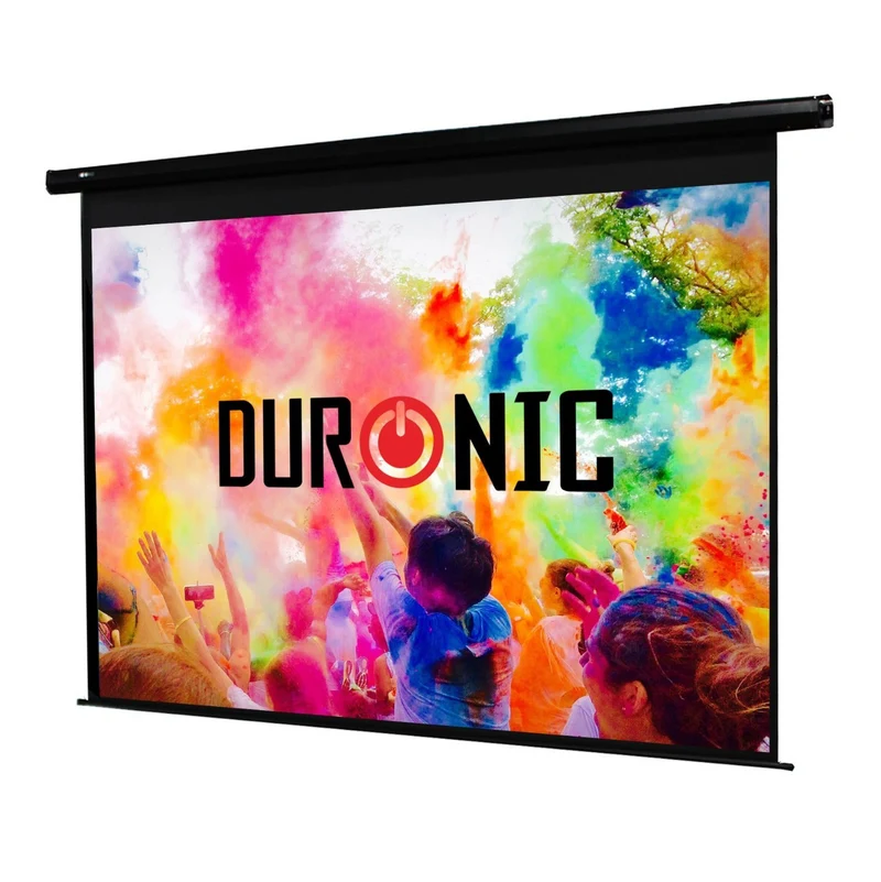 Duronic EPS92 Leinwand | 92 Zoll Rollo mit 203 x 114 cm | 16:9 Heimkino mit 4K Full HD 3D | Projektionsleinwand für Decken- und Wandmontage | Gain 1.0 | Beamerleinwand mit Motor für Fernbedienung