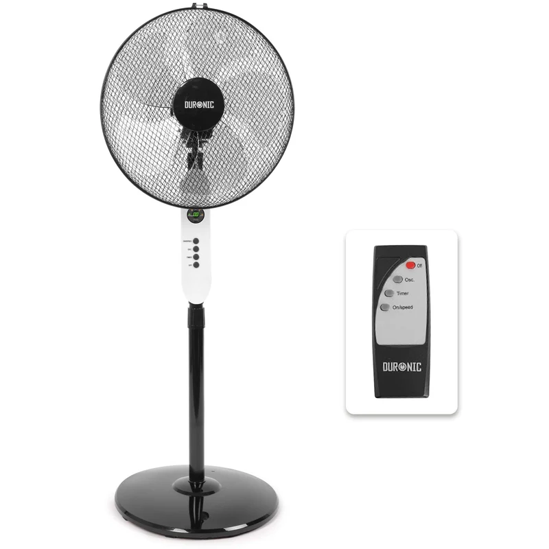 Duronic FN65 Standventilator | Ventilator 40cm leise mit Fernbedienung | Mobiler Lüfter höhenverstellbar bis 132cm | 3 Geschwindikeitsstufen und Timer | Hoher Luftdurchsatz | Oszillierend | Nachtmodus
