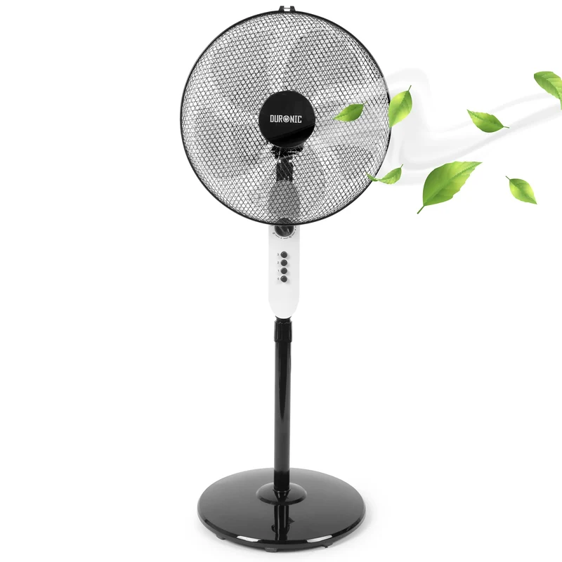 Duronic FN45 Standventilator | Ventilator oszilierend um 90° | Höhenverstellbar bis 140cm | Geräuscharmer Lüfter mit 5 Lamellen | Windmaschine mit 3 Geschwindigkeitsstufen und Timer | Für Schlafzimmer