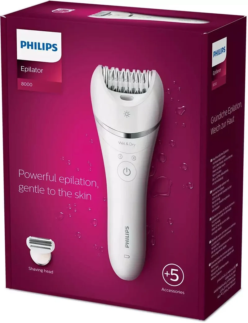 EPILATORE DEPILATORE PHILIPS WET & DRY SERIES 8000 BRE710/00 GARANZIA 2 ANNI