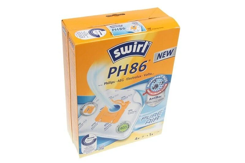 SWIRL PH86 4 SACCHETTI + 1 FILTRO PER ASPIRAPOLVERE PHILIPS VARI MODELLI