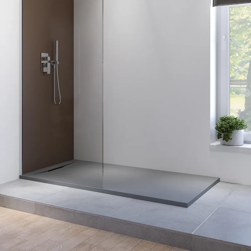 Piatto doccia 80x160 cm in marmoresina grigio effetto pietra |Paros