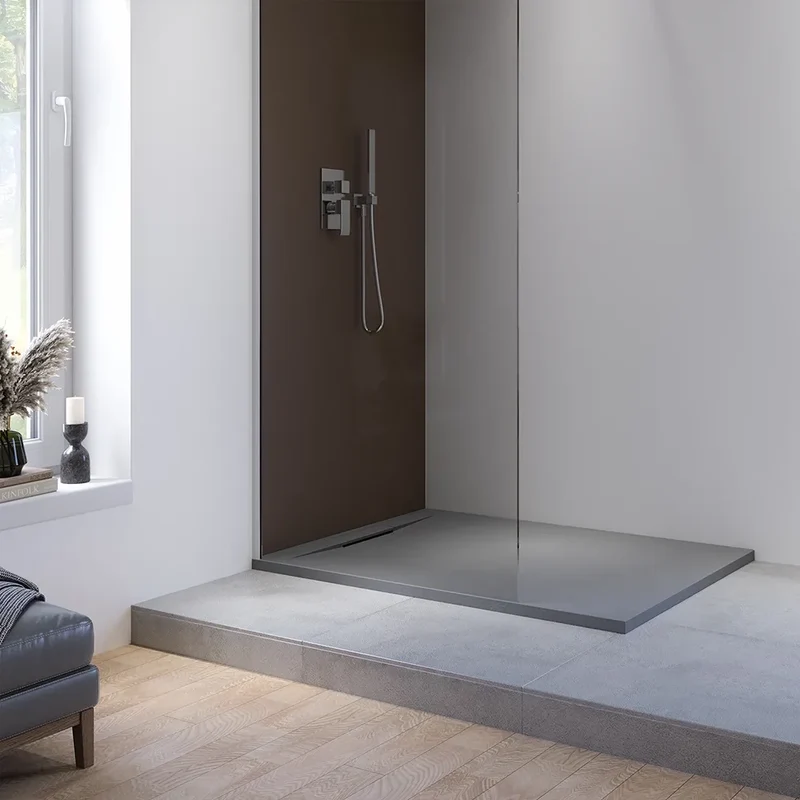 Piatto doccia 80x120 cm in marmoresina grigio effetto pietra | Paros