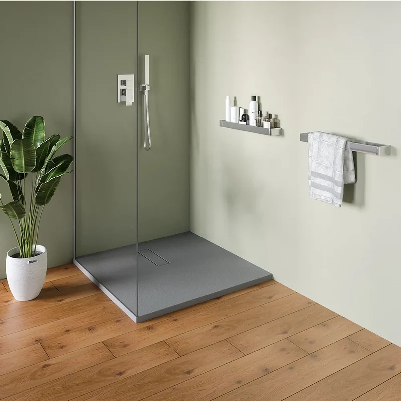 Piatto doccia 90x90 cm in marmoresina grigio effetto pietra | Merlera