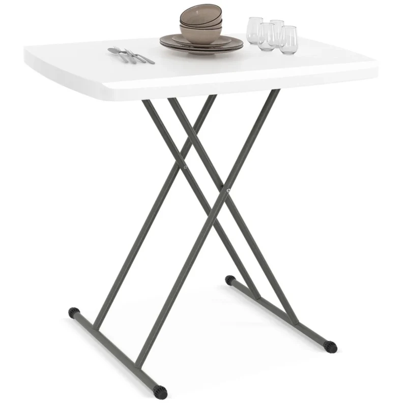 IDMarket - Tavolo pieghevole 77 cm regolabile in altezza in 3 posizioni URBANA per campeggio esterno interno