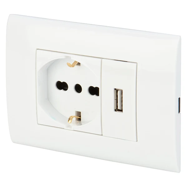 Placca Presa 10/16a C/Usb2.1a Bian