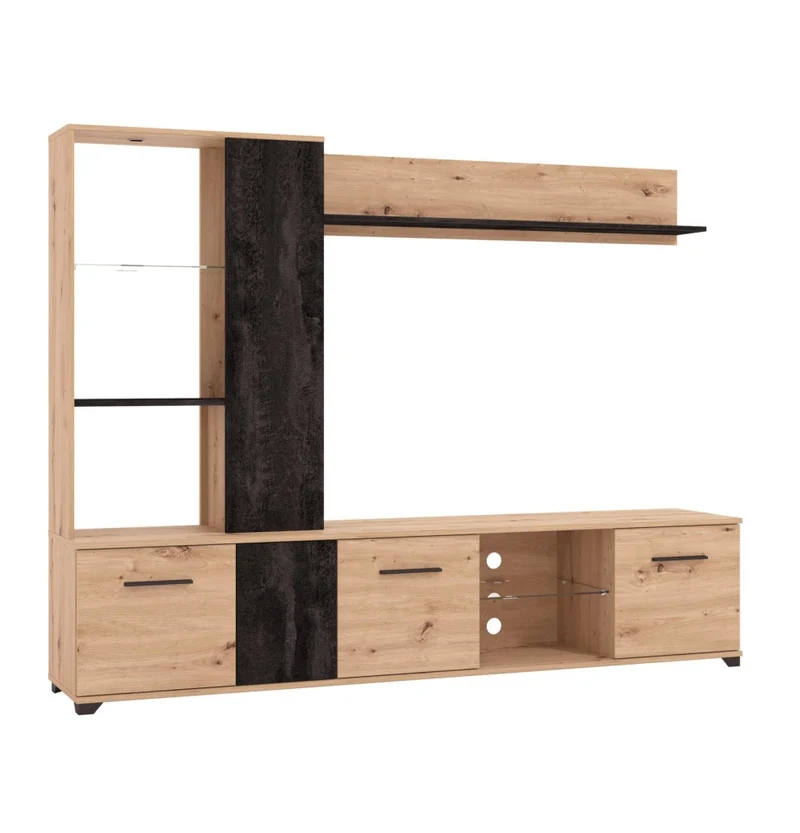 parete attrezzata soggiorno quattro ante moderna minimal in legno cm 202x40x155 5 h - POLE