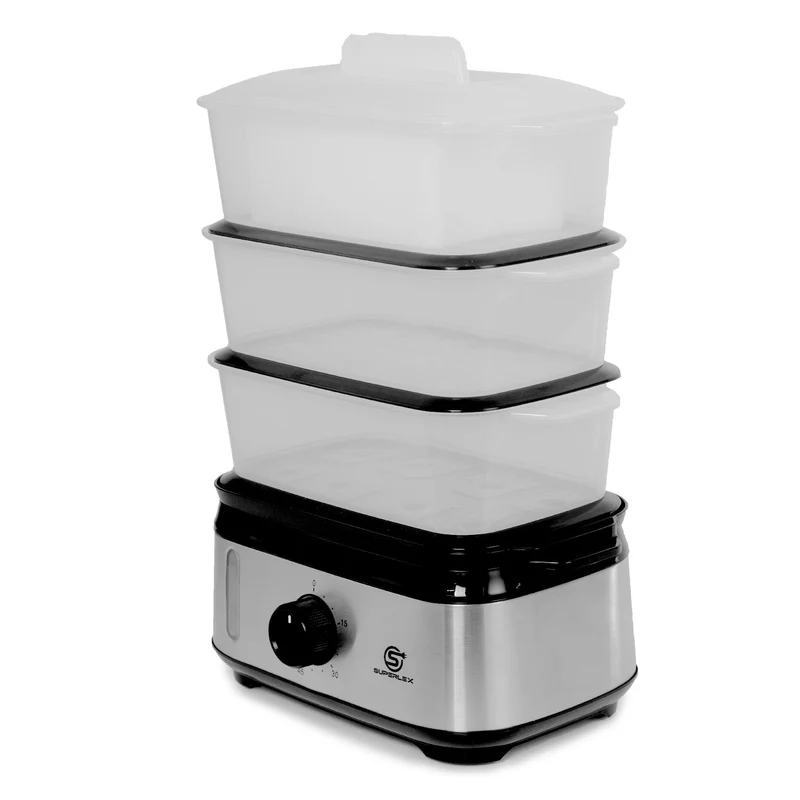 9L 3-Tier Food Steamer 800-950W with Timer & Non-Stick Heating Plate